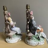 Pair Italian porcelain table lamps by Capodimonte