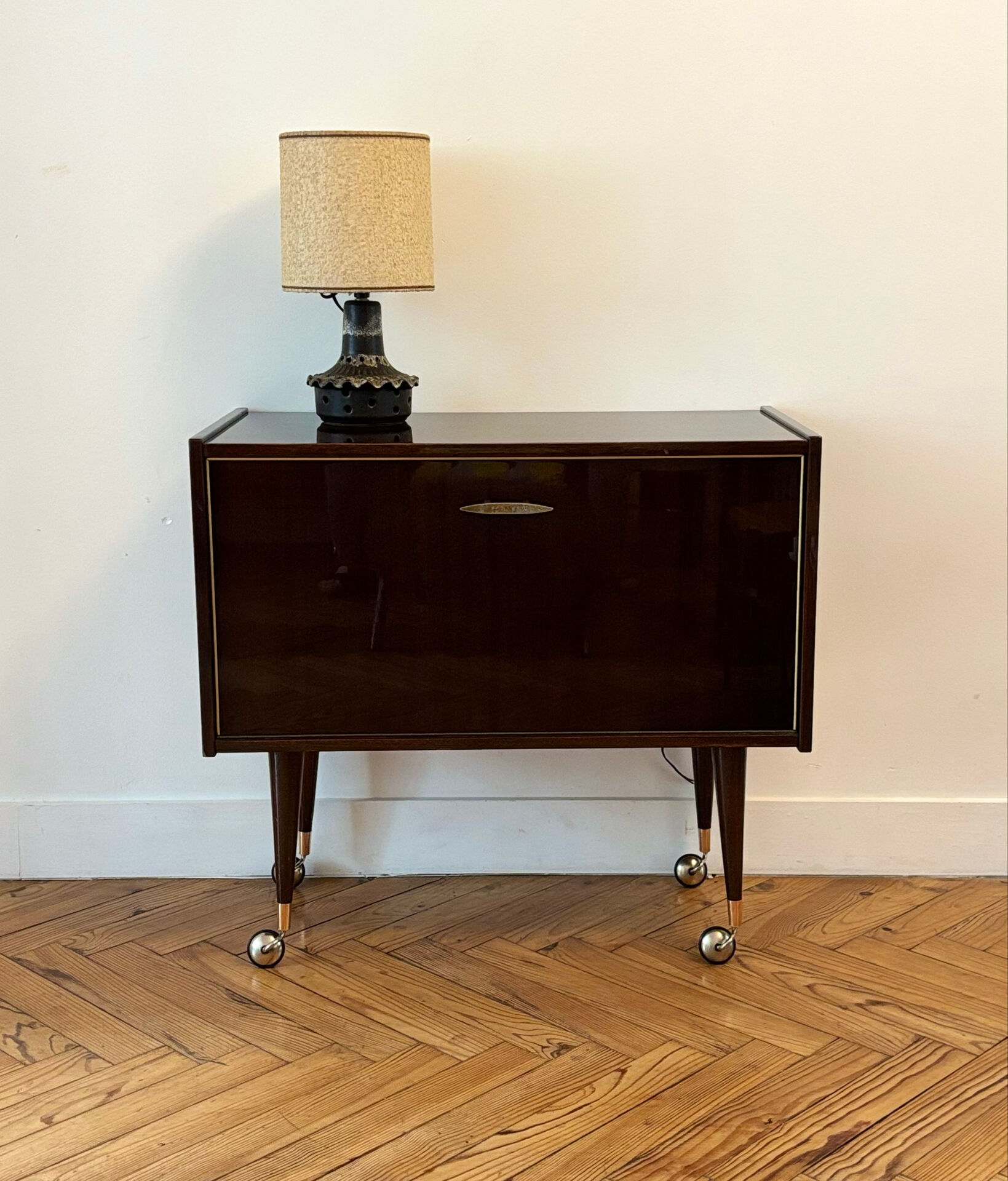 1960s bar cabinet on wheels
