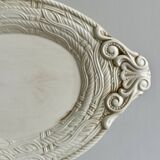 Large oval dish in sculpted white ceramic