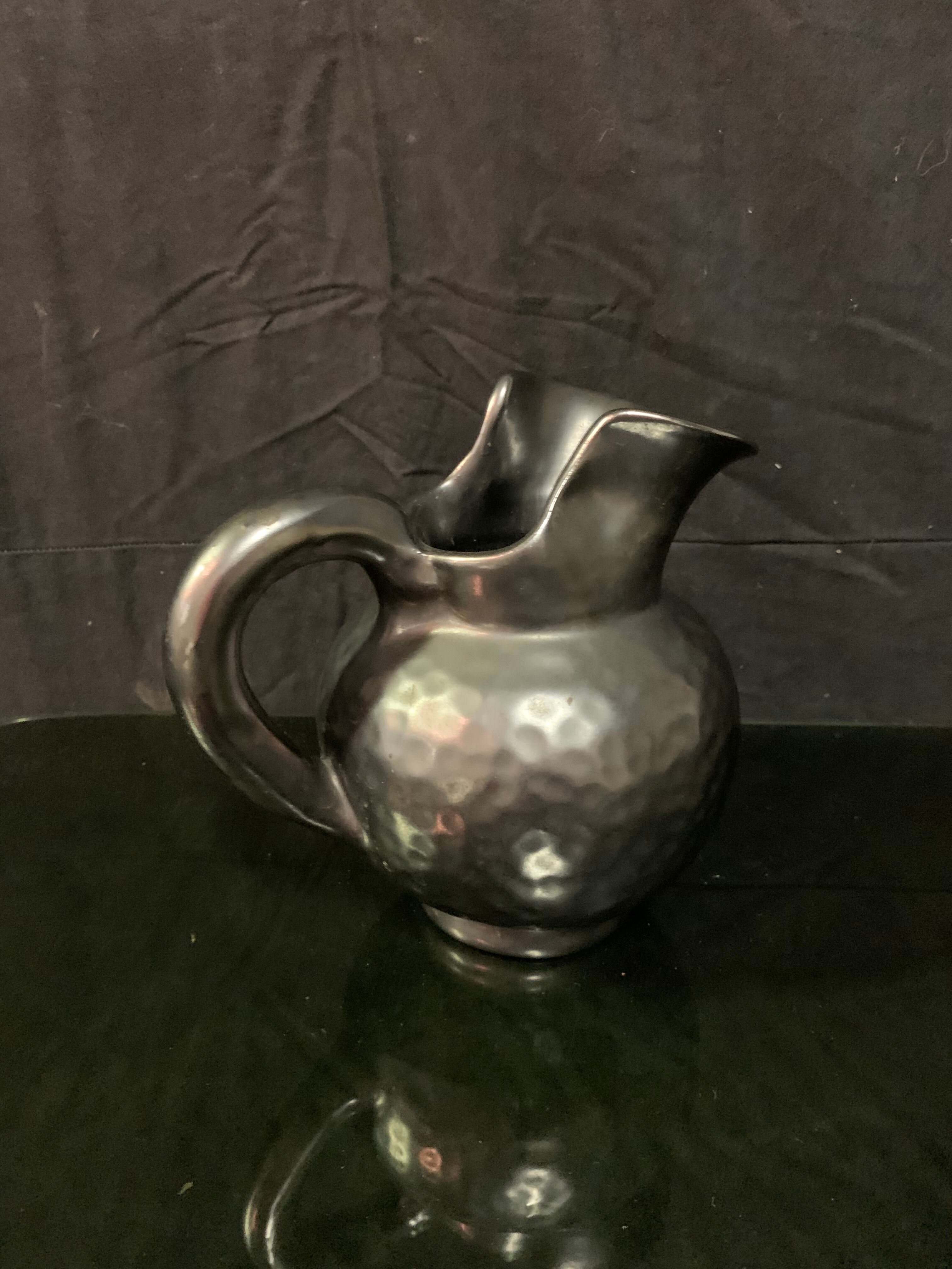 Vallauris pitcher in black enamelled ceramic