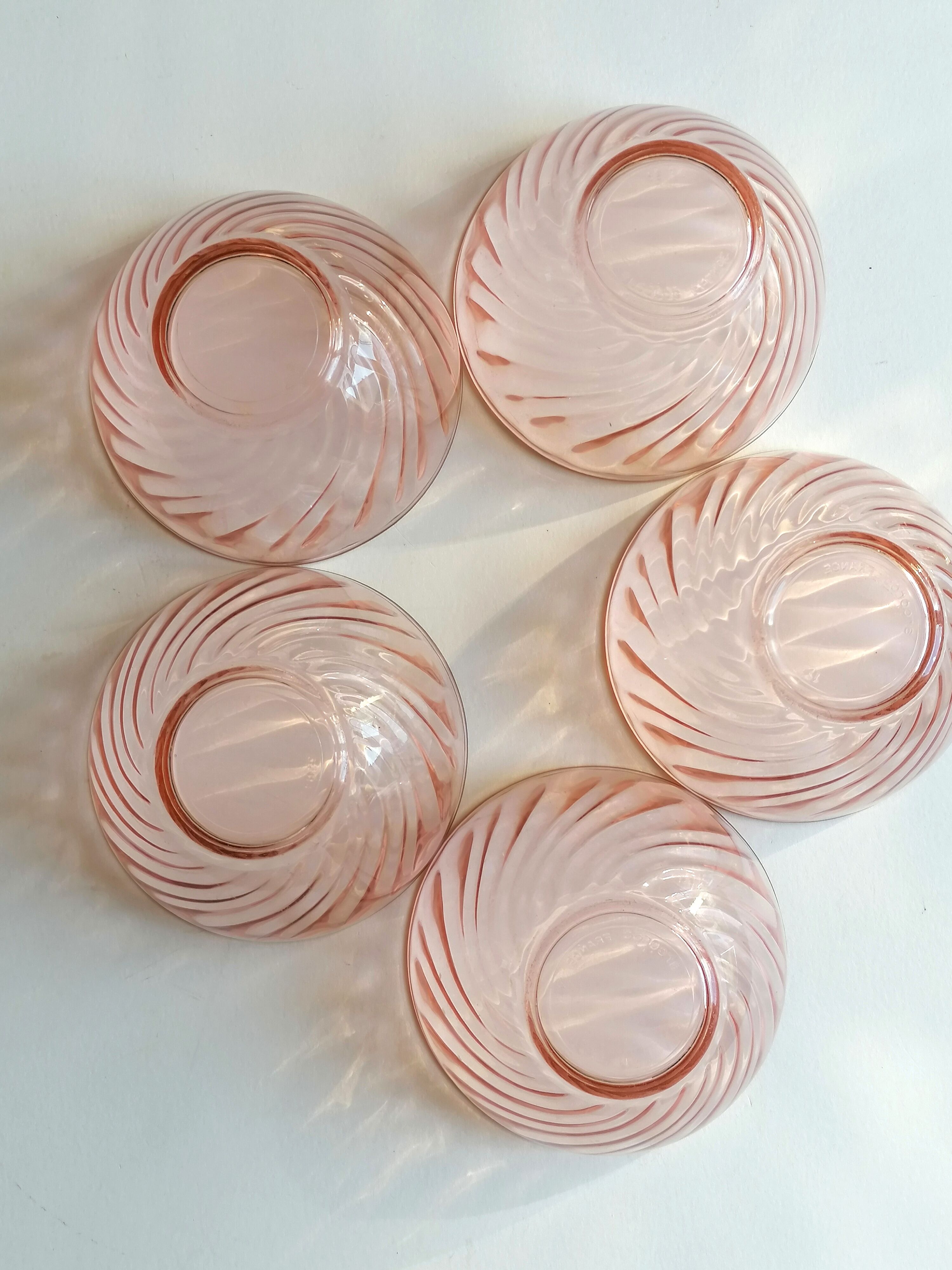 5 bols verre rose arcoroc rosaline