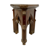 Tabouret néo-gothique en chêne massif XIXème