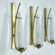 Set of three sconces in brass and triplex opaline glass. Italy 1950s