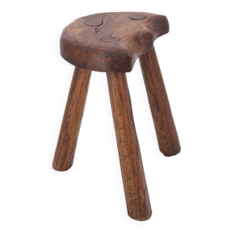Wooden tripod stool, mountain folk art, 1950s