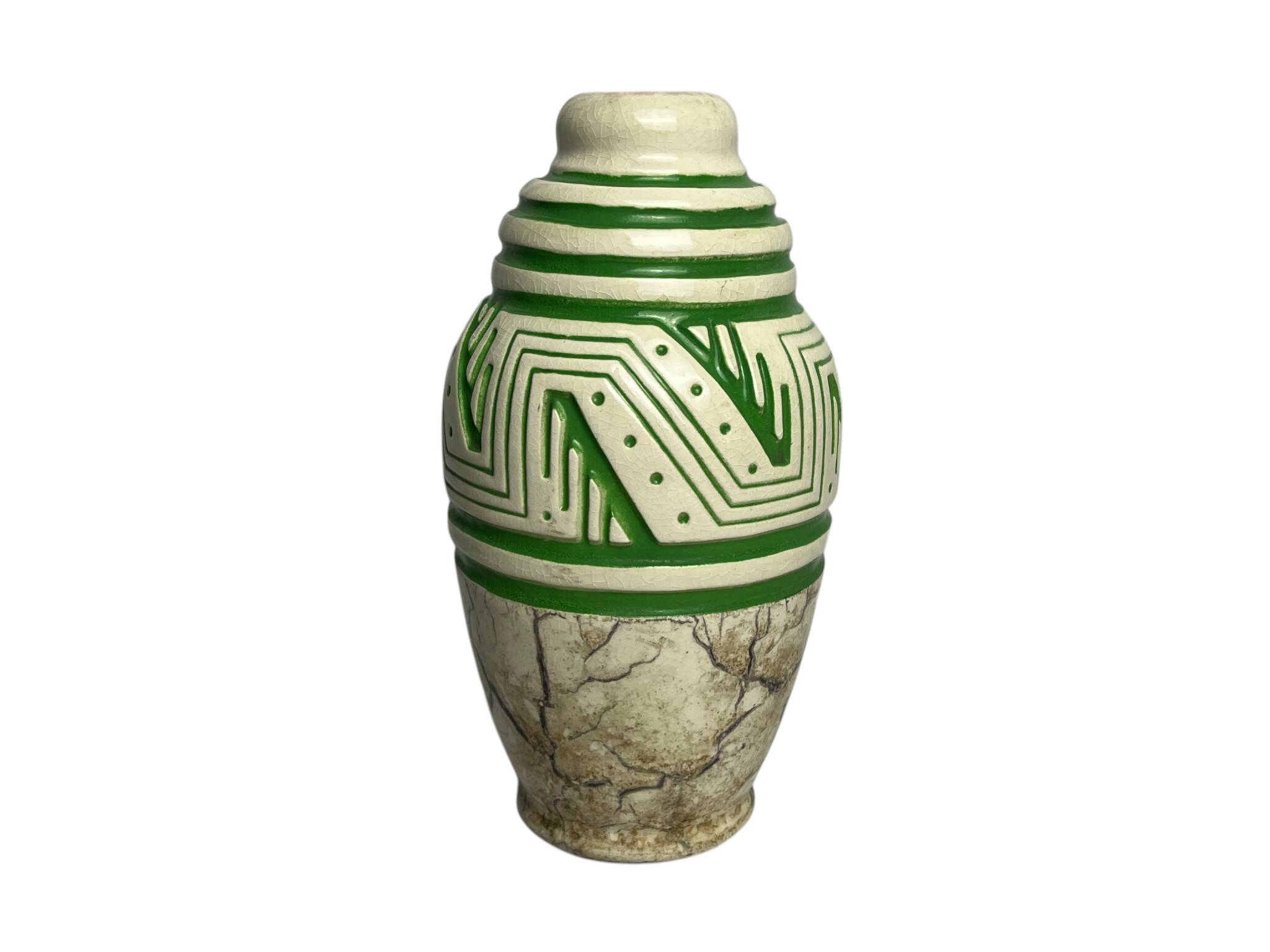 Art déco, vase ovoïde faïence signé Géo Condé et Mougin vers 1930