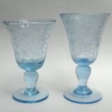 5 glasses with blue Biot stemmed