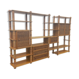 Modular bookcase in vintage rattan