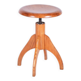 Mid-Century Swivel Piano Stool in Beech and Steel, Czech, 1950s