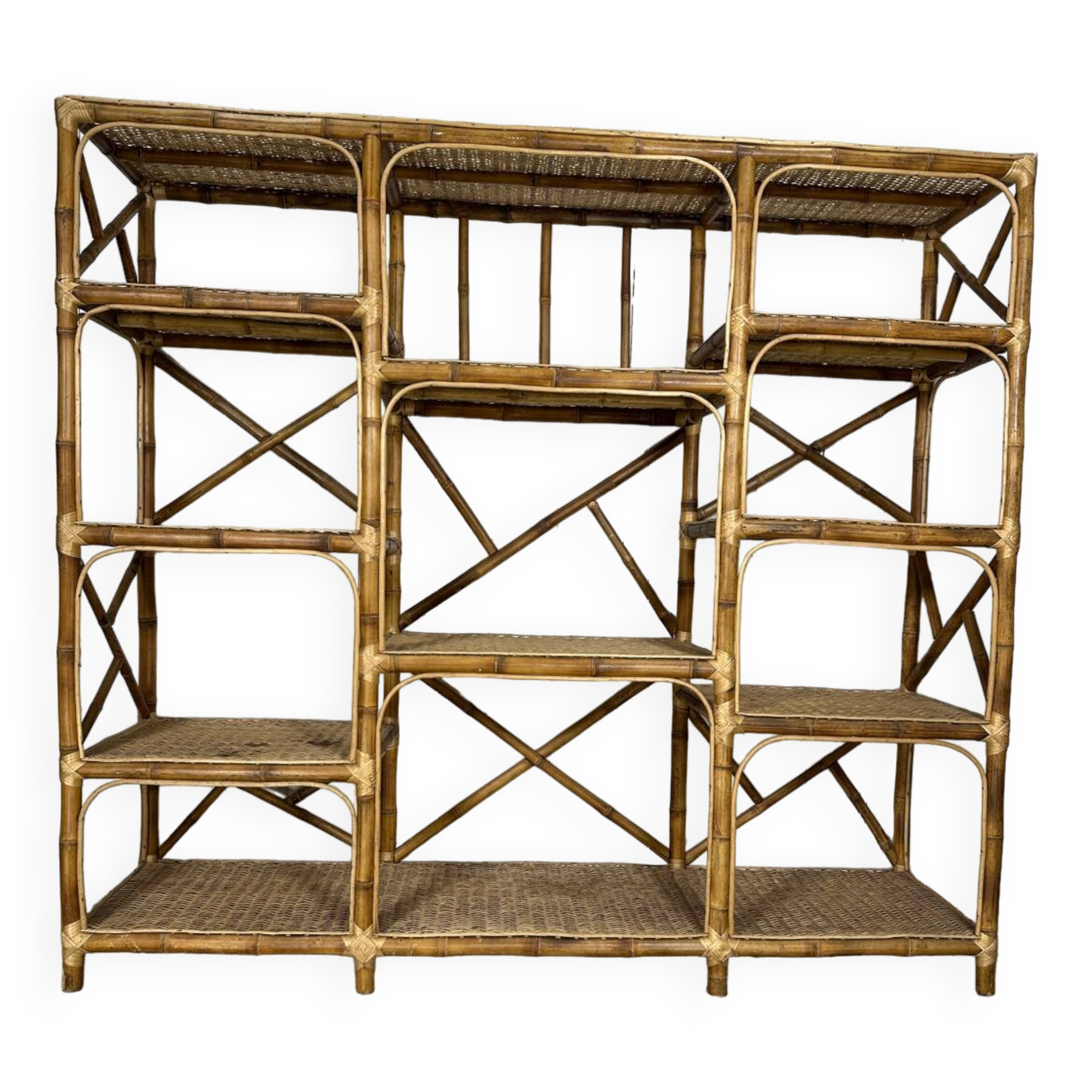 Bamboo and rattan shelf