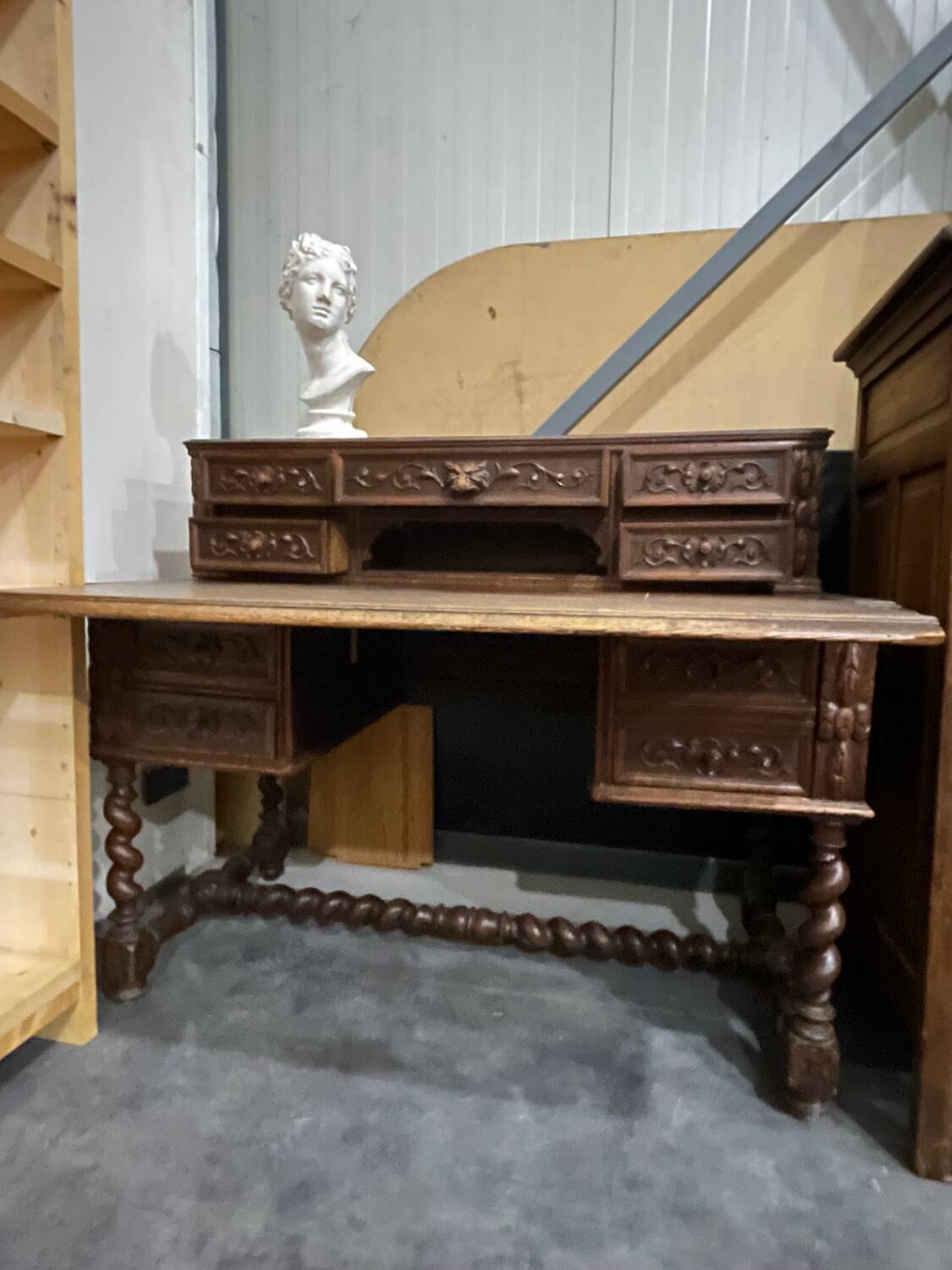 Vintage Style Louis XIII Desk in Oak