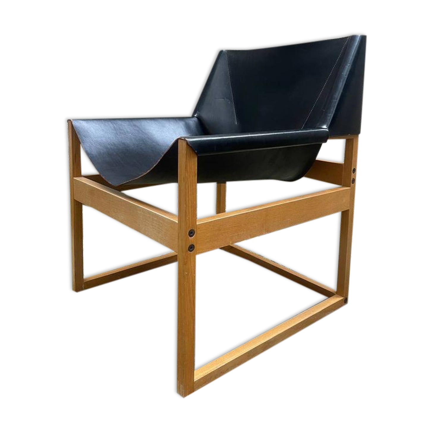 Chaise Canto en cuir sellier Rainer Schell pour Schlapp Vintage