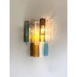 Lot de 4 Appliques Murales Multicolores "Carrées" en Verre de Style Murano