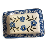 Beurrier/ravier rectangulaire ancien en céramique