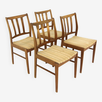 Set of 4 Scandinavian beech chairs, Sweden, 1960