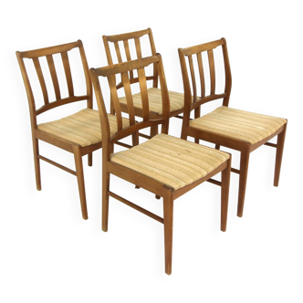 Set of 4 Scandinavian beech chairs, Sweden, 1960