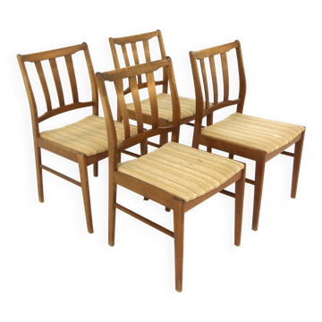 Set of 4 Scandinavian beech chairs, Sweden, 1960