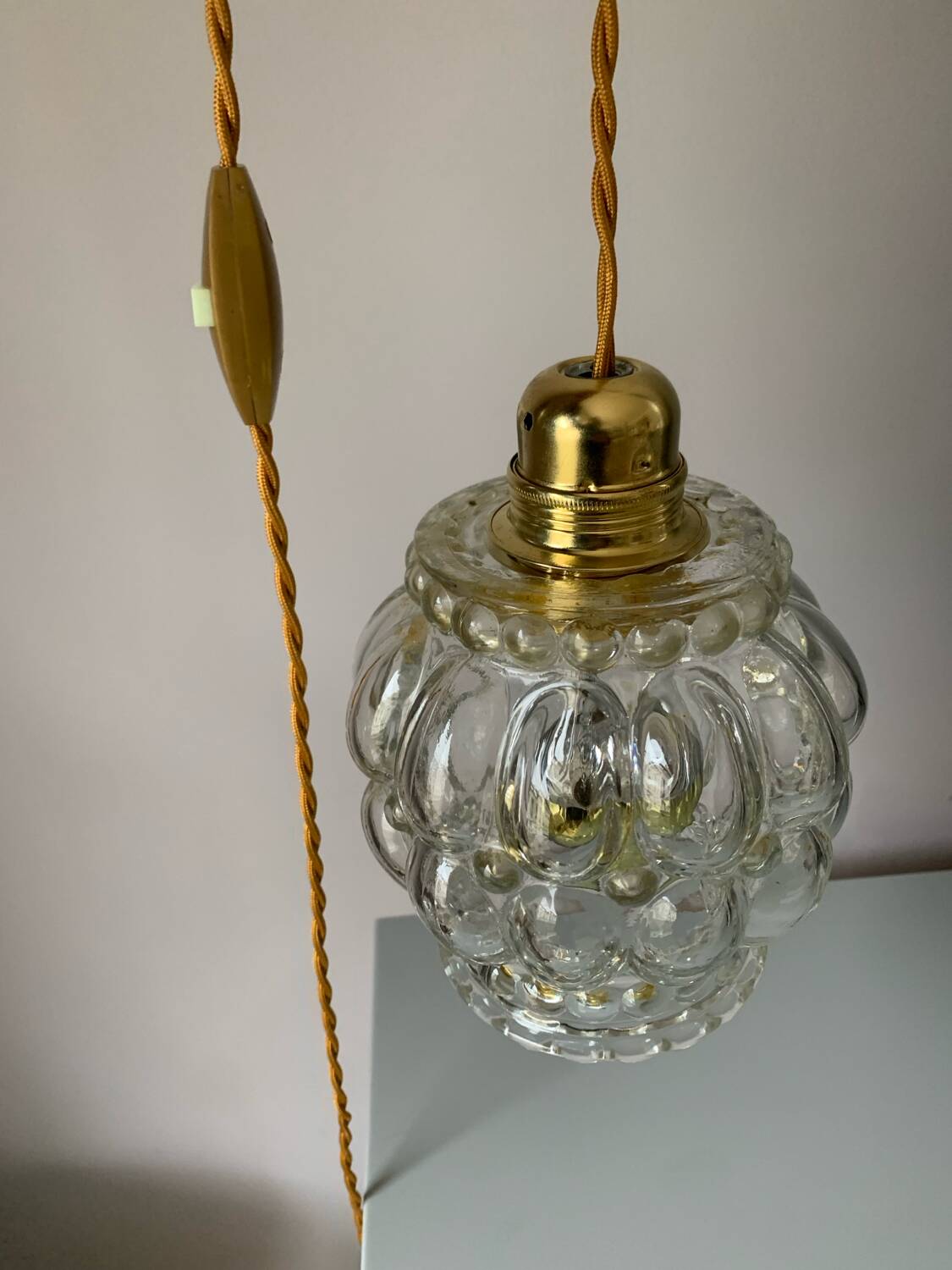 Vintage bubble glass portable lamp to place or hang