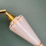 Vintage tulip wall lamp in white opaline with gold trim