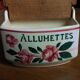Boîte allumettes en faïence Sarreguemines samois couvercle bois fleurs roses