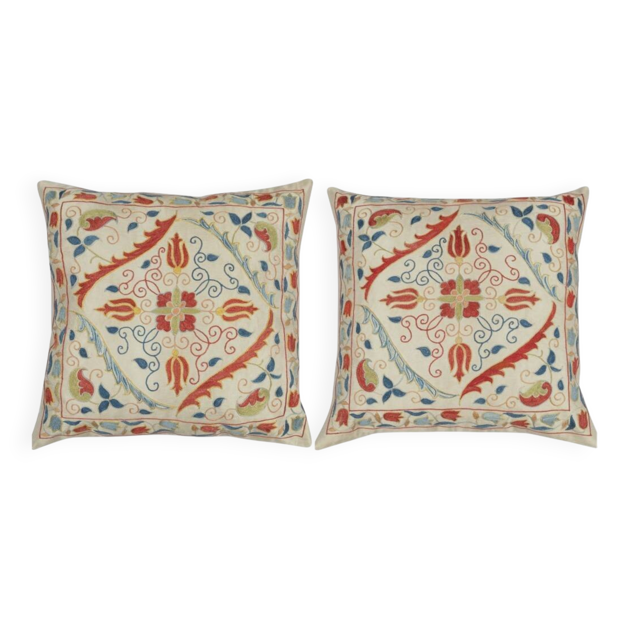 SET OF 2 - All Silk Accent Pillow Covers. A pair of Cushion Covers. Handmade Throw Pillows
