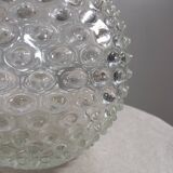 Round bubbled textured transparent glass vase