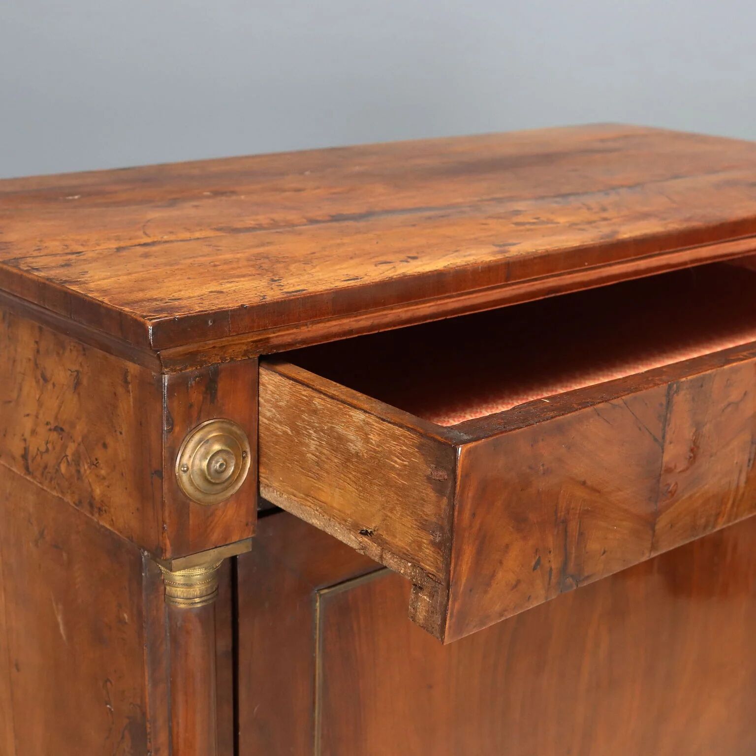 Ancient Empire secretary in walnut and bronze, Italy, 19th century