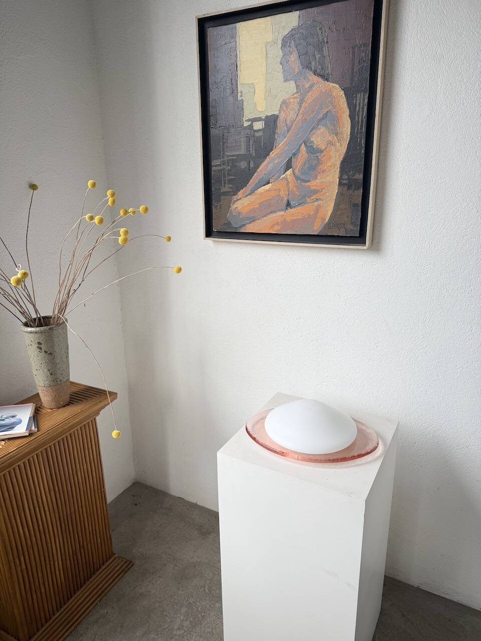 Pink glass wall lamp 1970s Gamma
