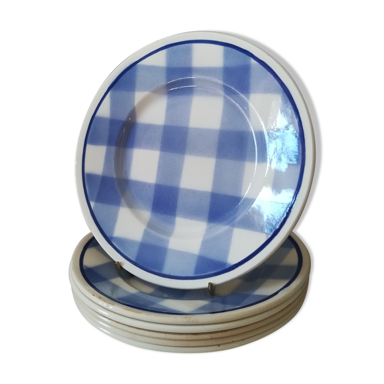 6 vichy dessert plates