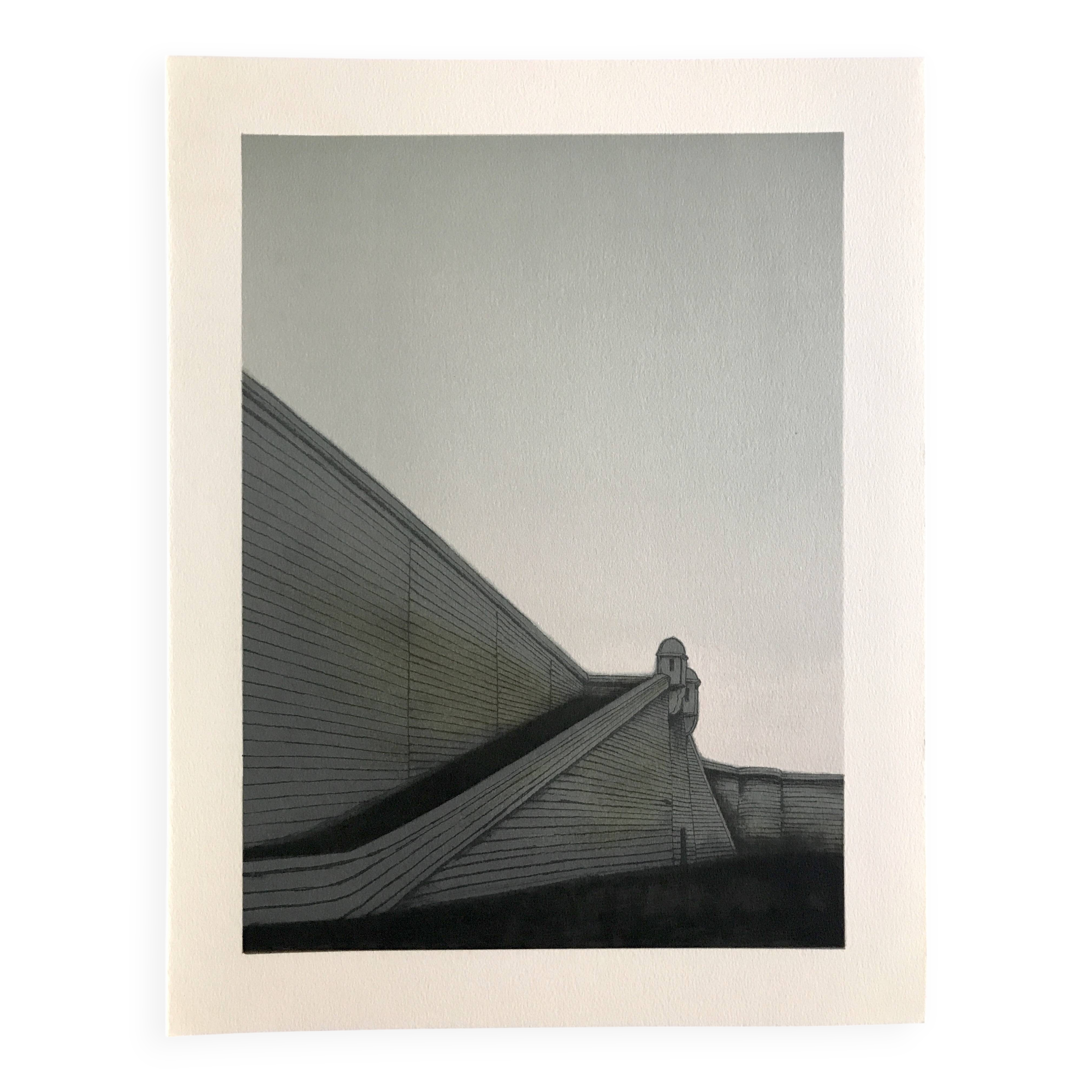 Lithographie originale d'Alain Le Foll, Fortifications, 1978
