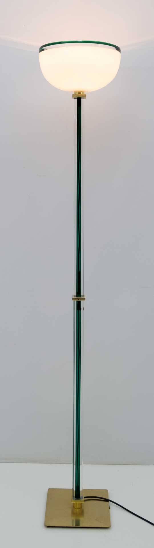 20st Century Venini Murano Glass "Tolboi" Floor Lamp in Green