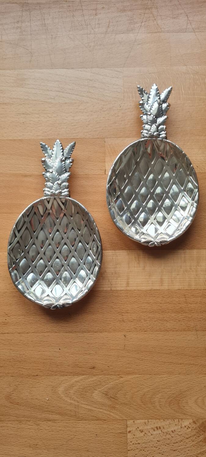 Pair of Silver-Plated Pineapple Trays, France, 1970s
