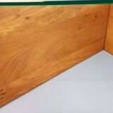 Vintage rectangular coffee table in solid elm and glass from the 80s