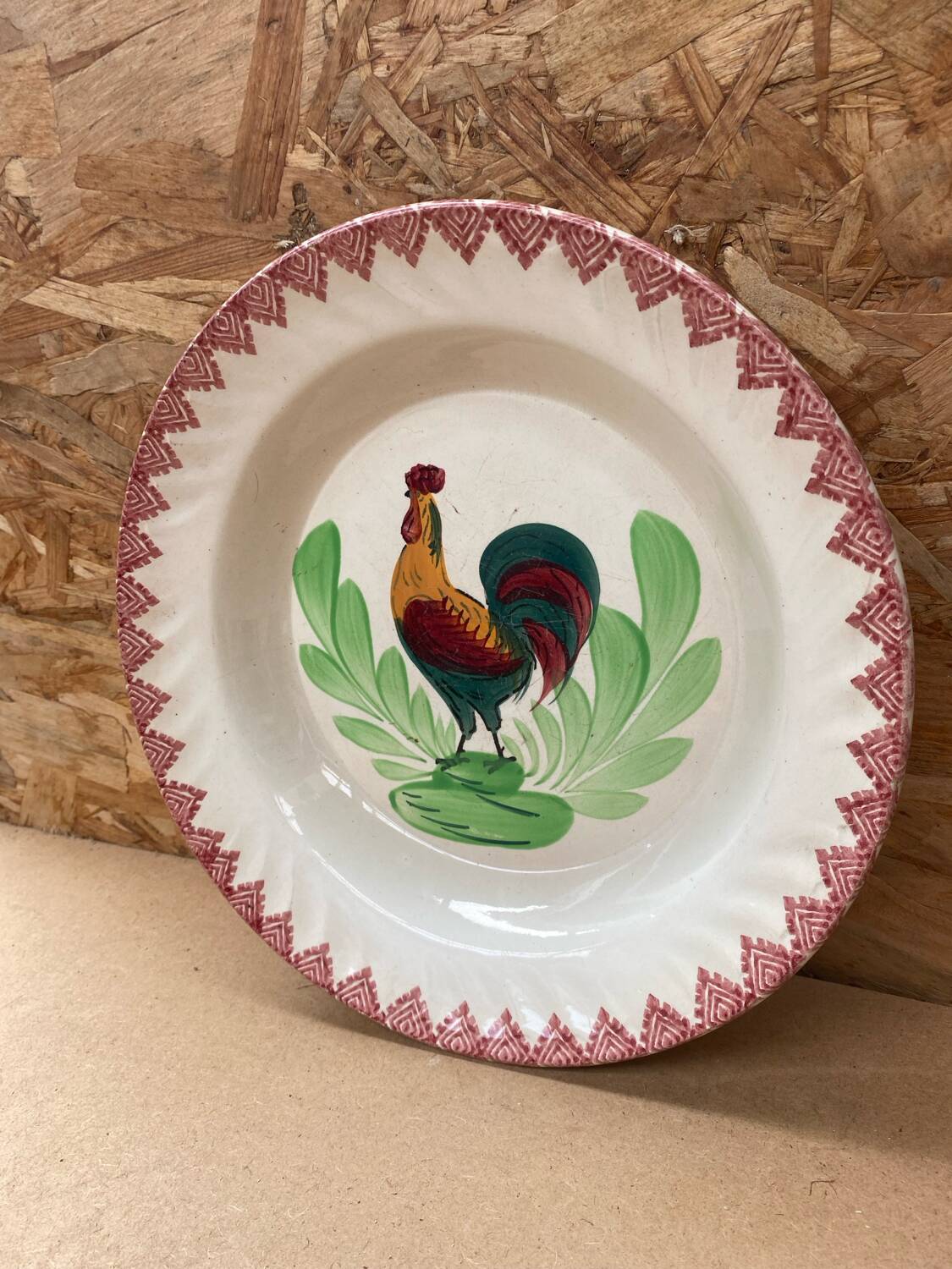 Old Choisy Leroi Ceramic Plate Rooster Decor