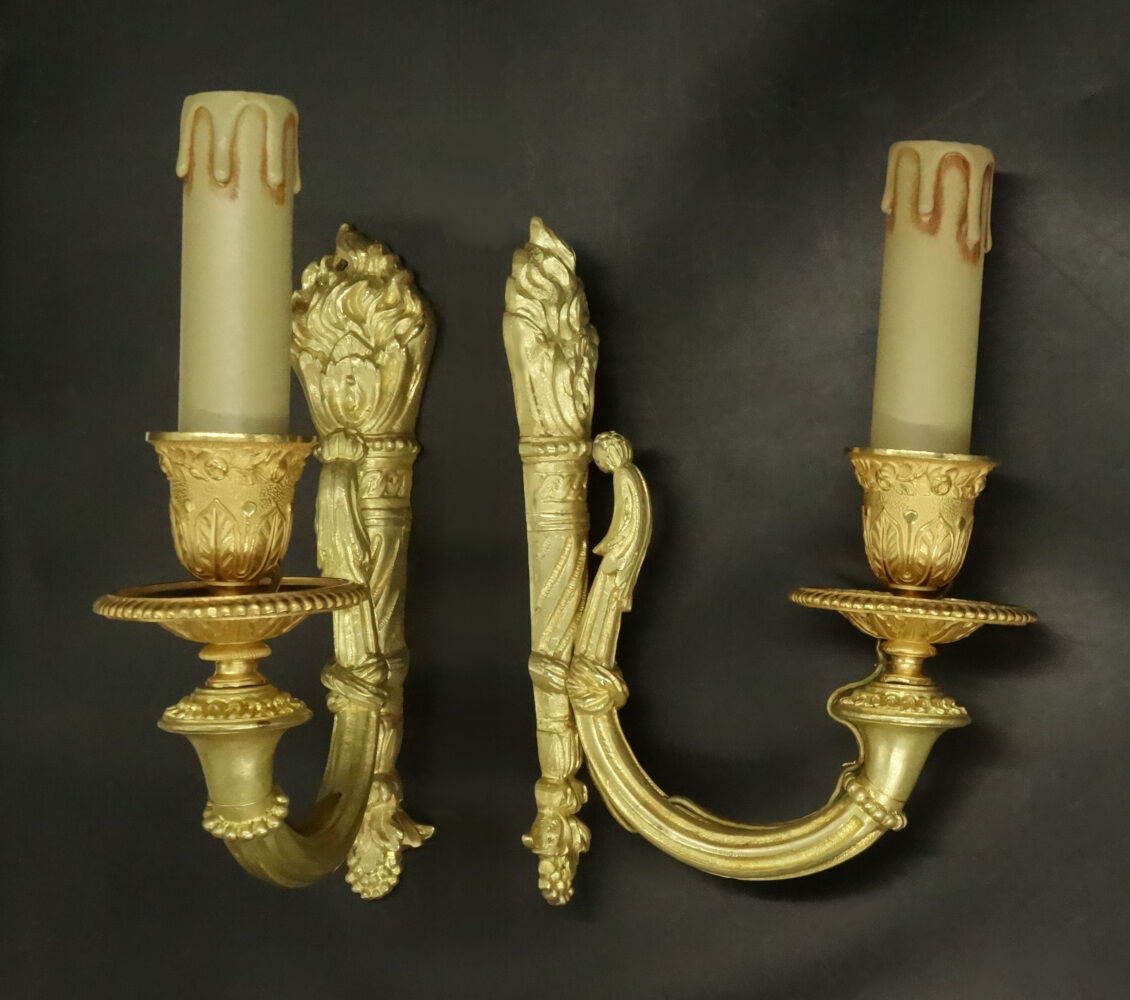 Pair of torchlight sconces Louis XVI style of the nineteenth