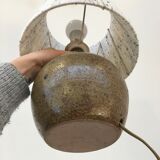 Pyrite stoneware lamp and wool lampshade
