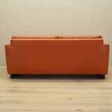 Orange leather sofa, Danish design, 1970s, production: Denmark