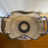 Vintage Ceramic Salad Bowl with Blue Floral Decor, Made in Italy