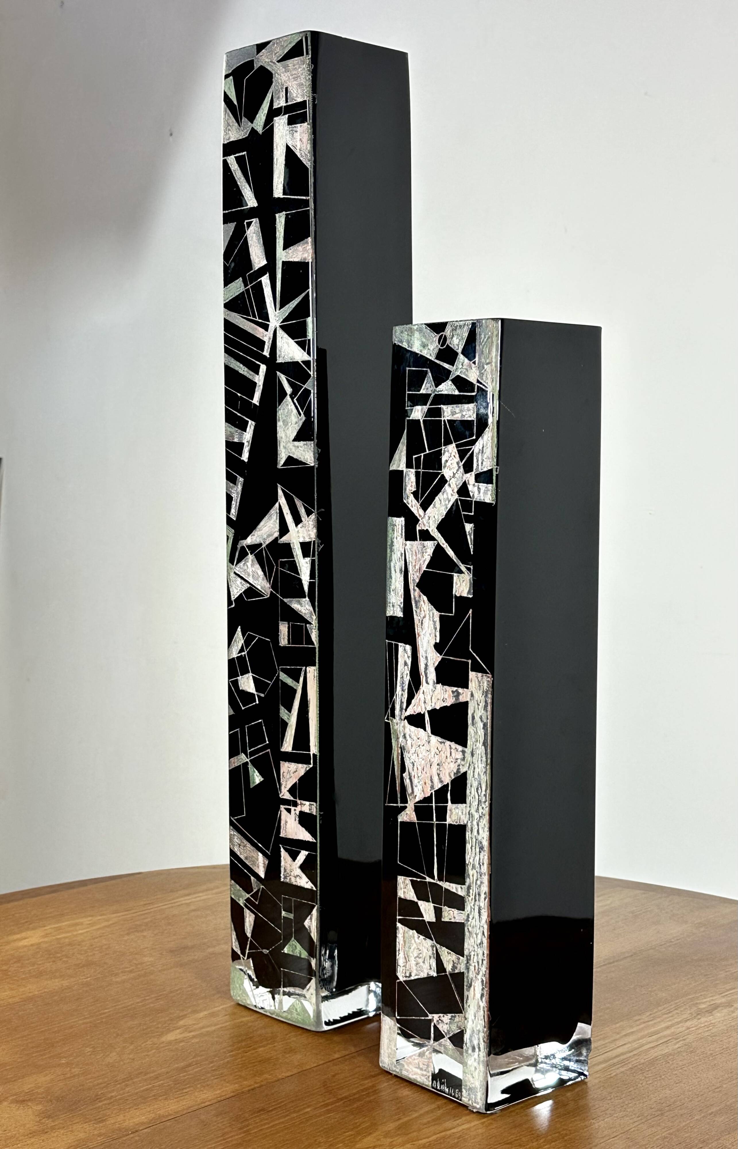 Pair of Cubist Vases by Anatole Riecke 1969