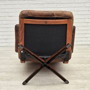 1960s, Scandinavian swivel armchair, brown furniture leather.