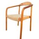 Set of 4 solid wood chairs with cord and armrests.