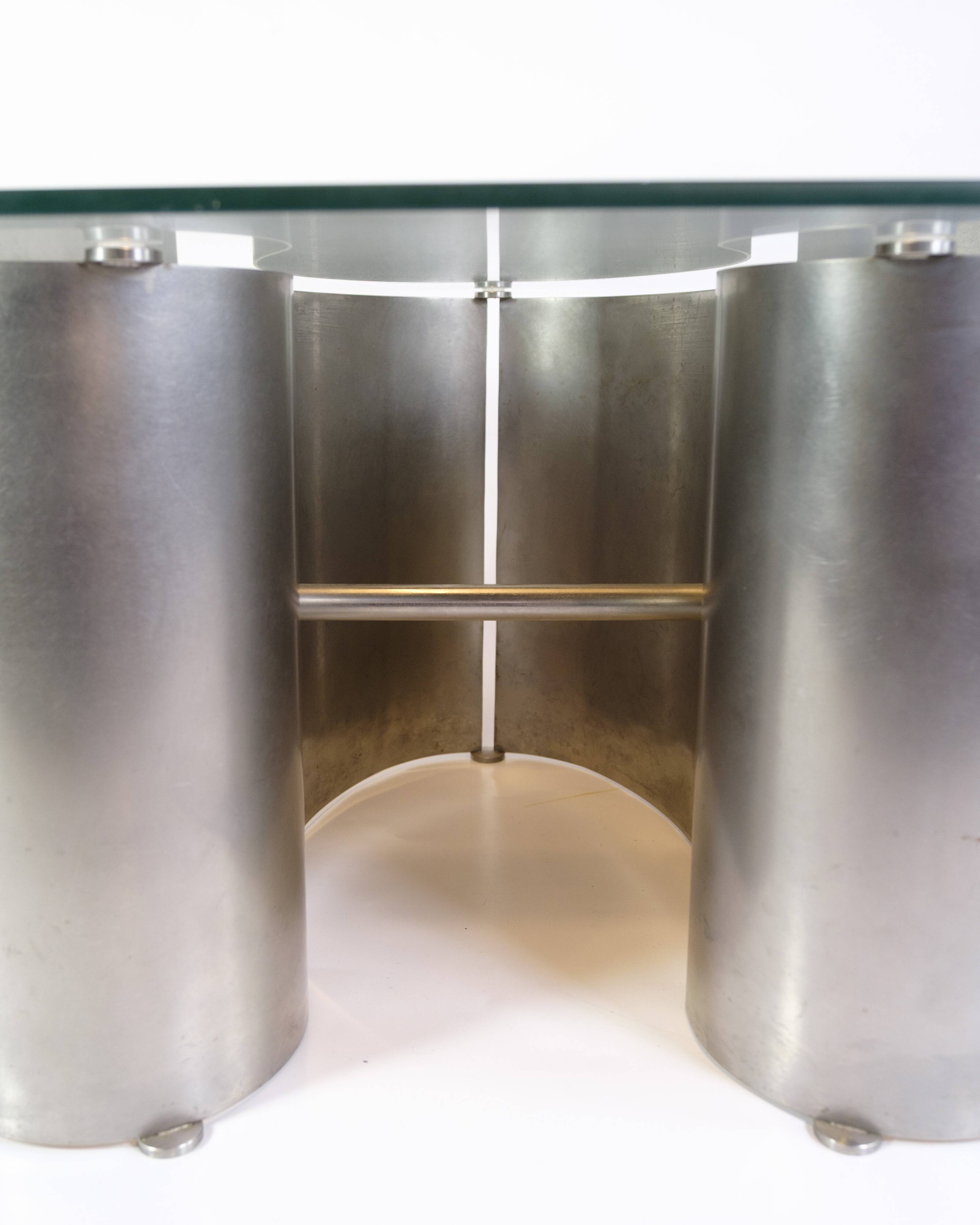 Unique Coffee Table With Glass Top By Jørgen Flemmer From 1980s