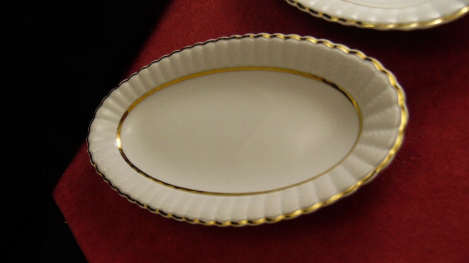 Bernardaud Limoges porcelain ravier white and gold model