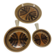 Set of 3 ceramic caquelon dishes from Pornic, Palmyre decor
