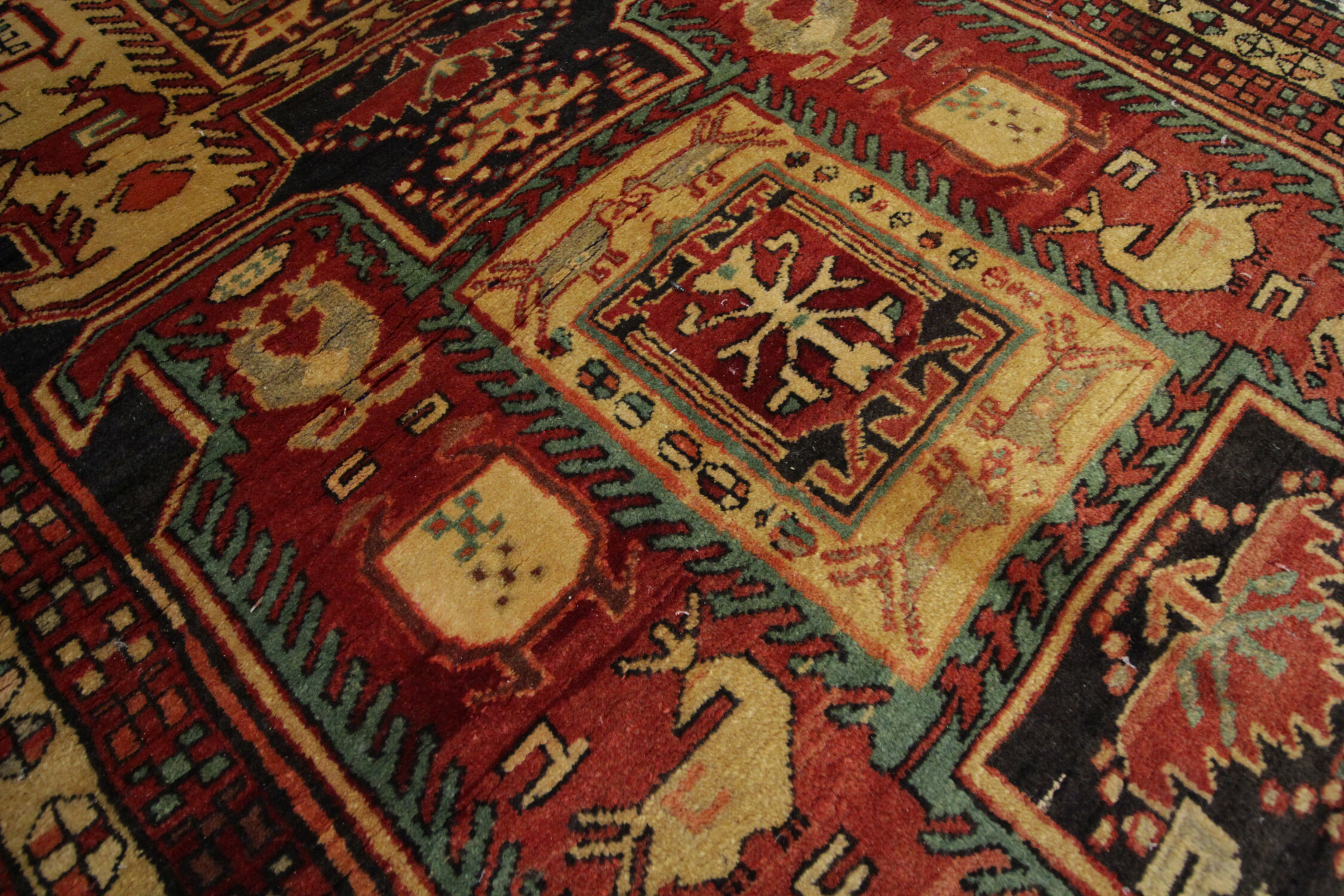 Antique persian wool aderbil rug, traditional orange wool carpet 115x304cm
