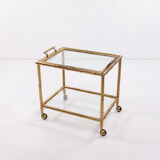 Bar trolley made of metal with bamboo motif with removable tray, 1970s