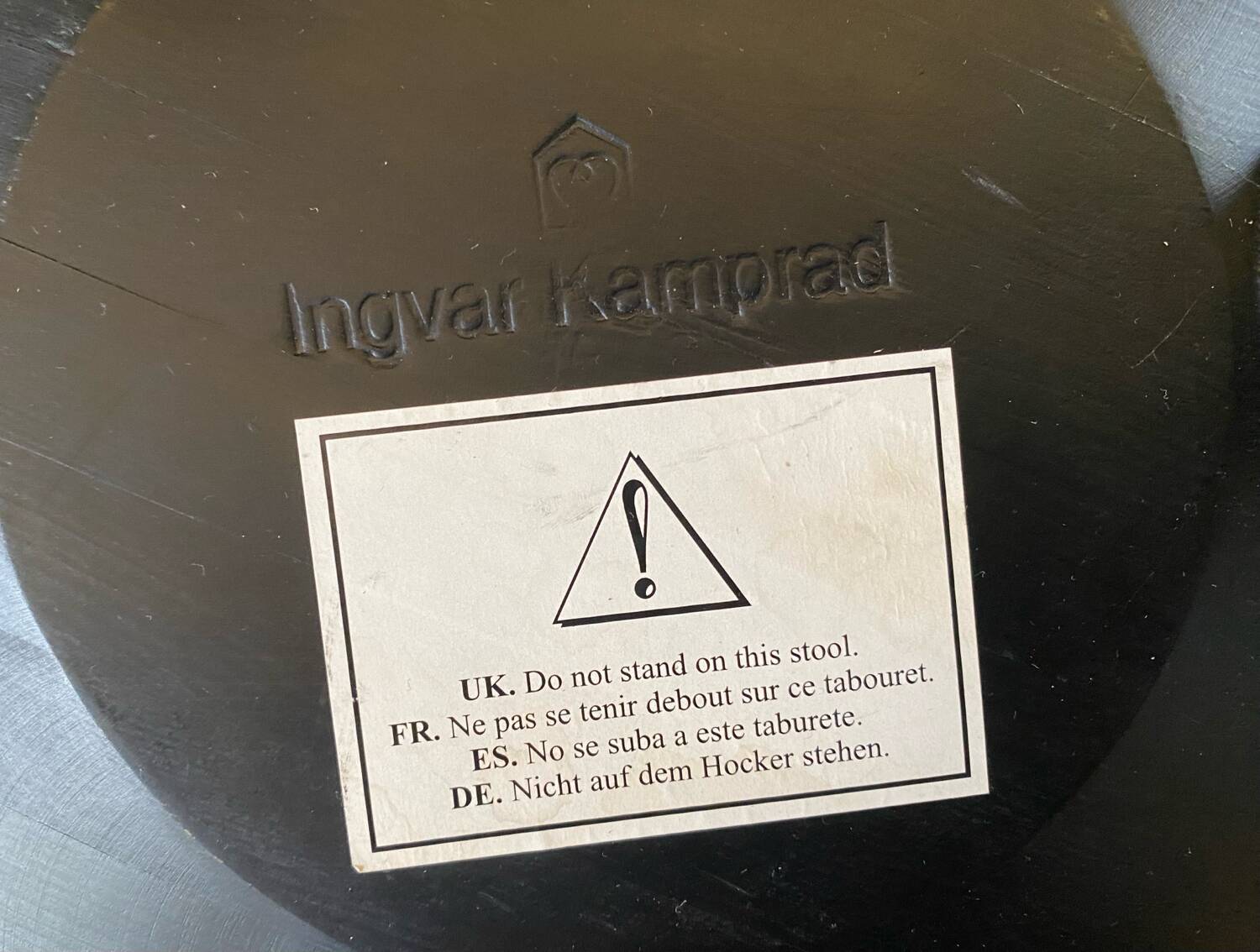 Pair of Ingvar Kamprad design tripod low stools, Habitat edition