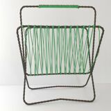 Vintage 1950s metal and scoubidou magazine rack