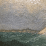 Antique Painting With A Sailboat On A Rough Sea, from around 1900