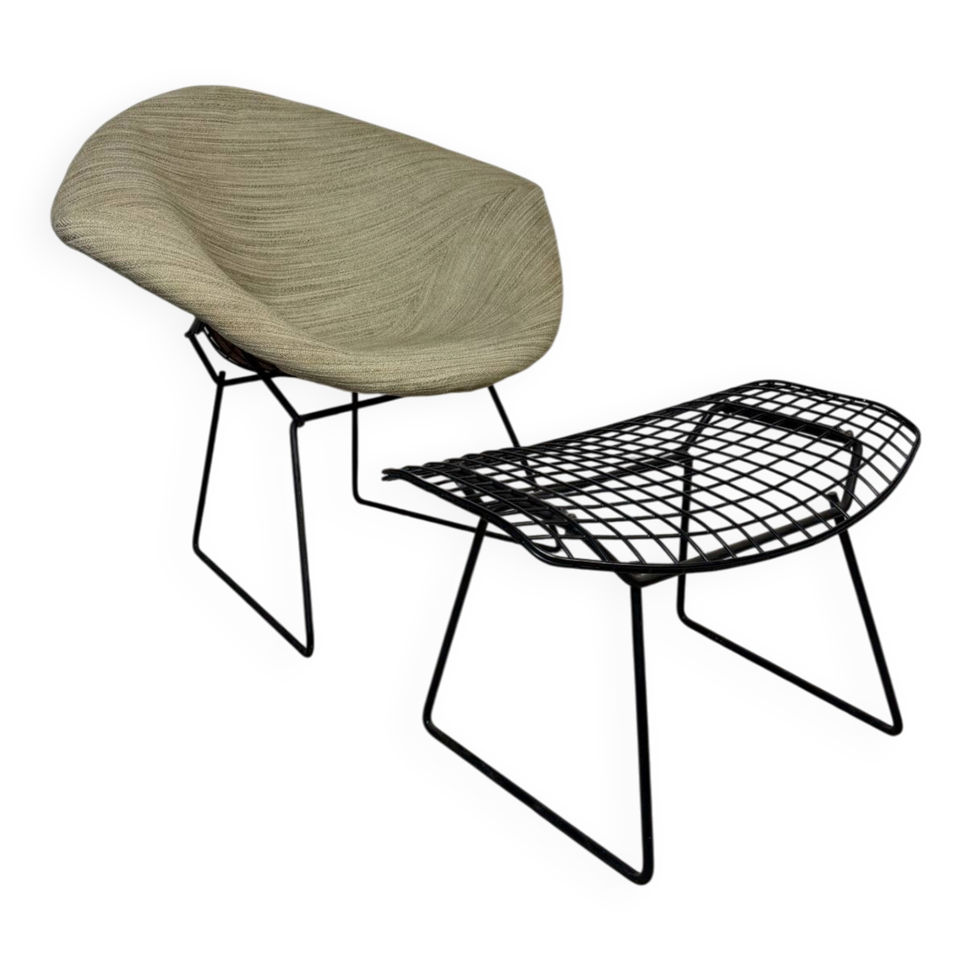 Diamond chair & ottoman harry bertoia pour knoll