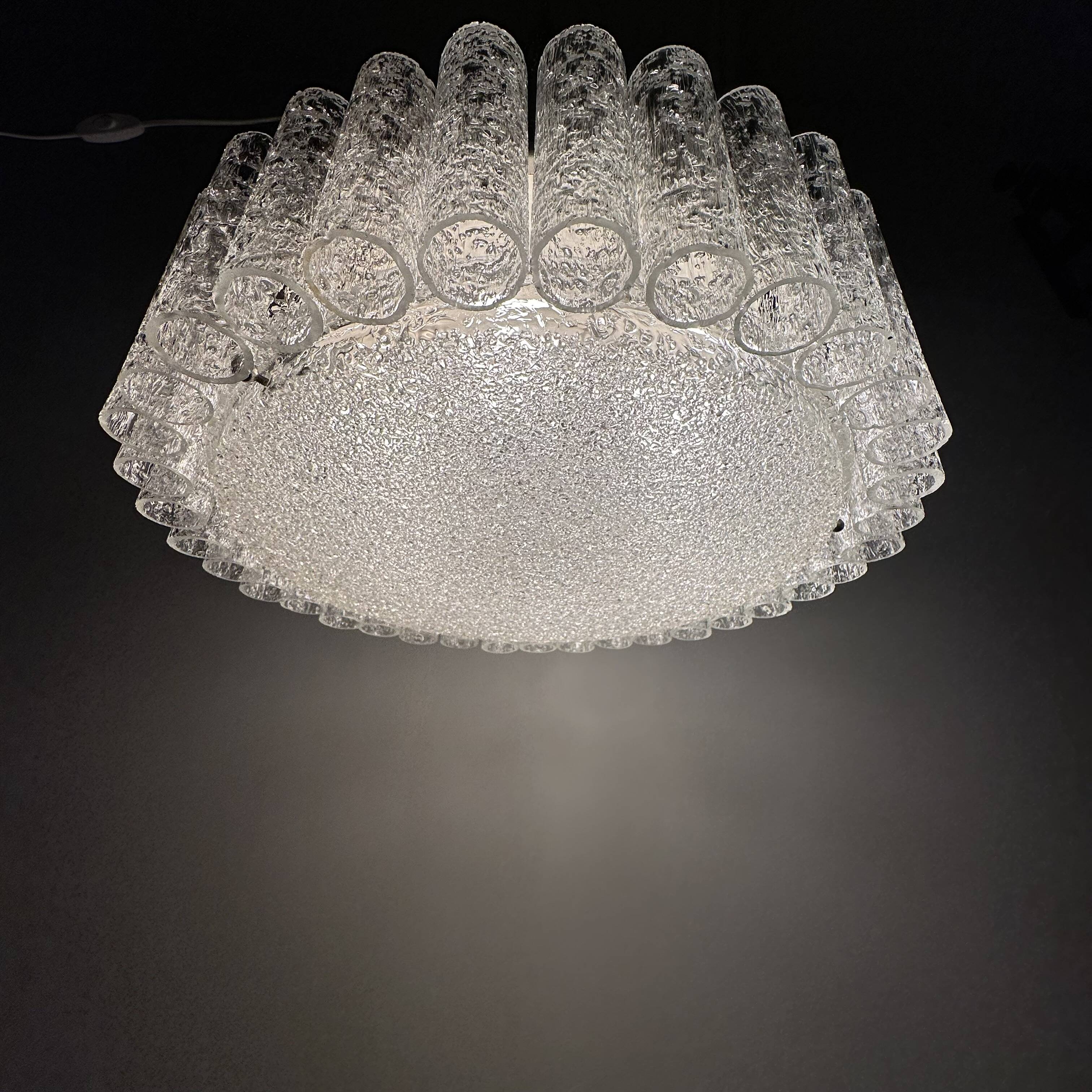 Glass Tubes Chandelier Flush mount from Doria Leuchten, 1960s